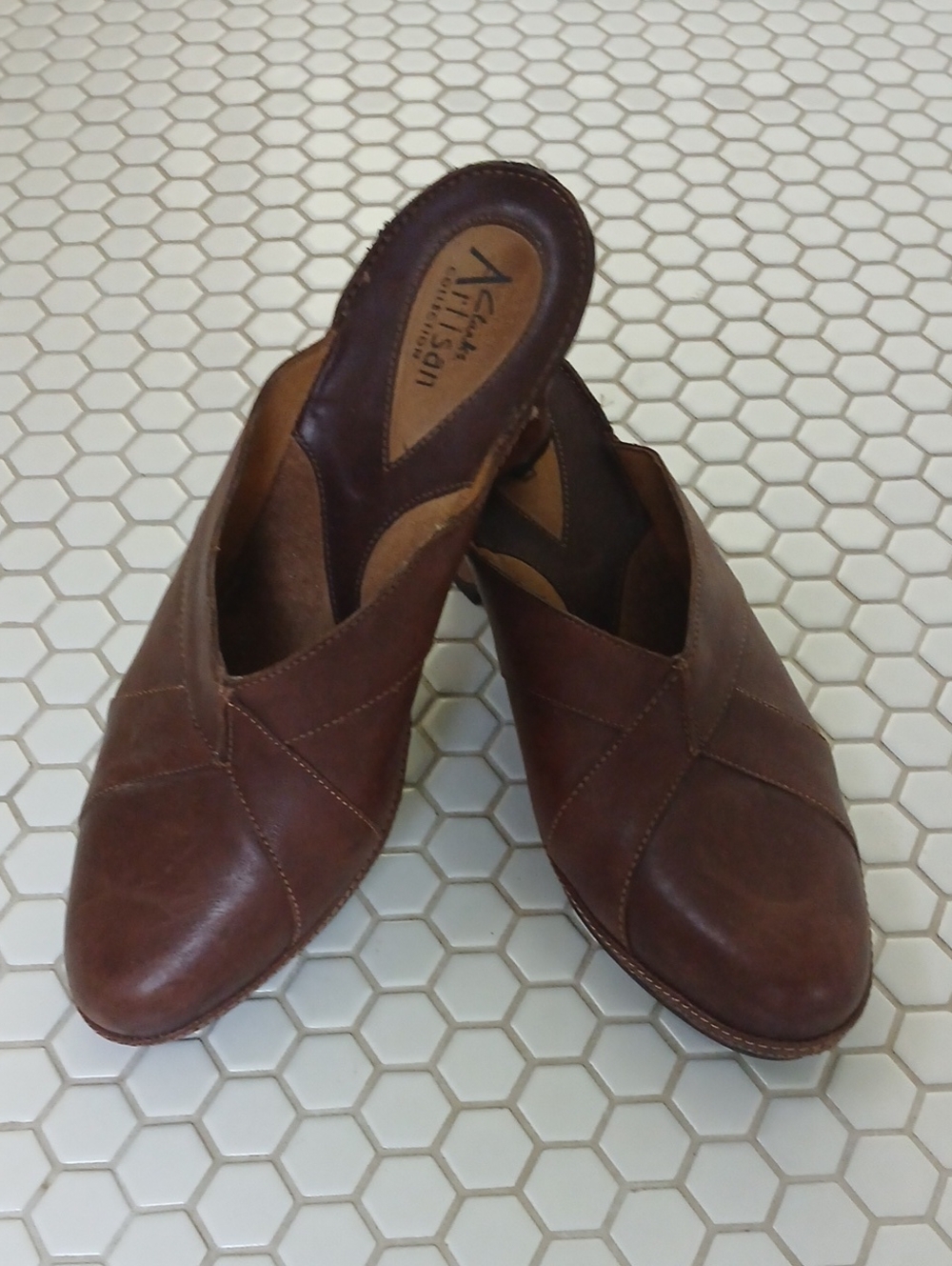 Brown Leather Slip-On Women’s Mules